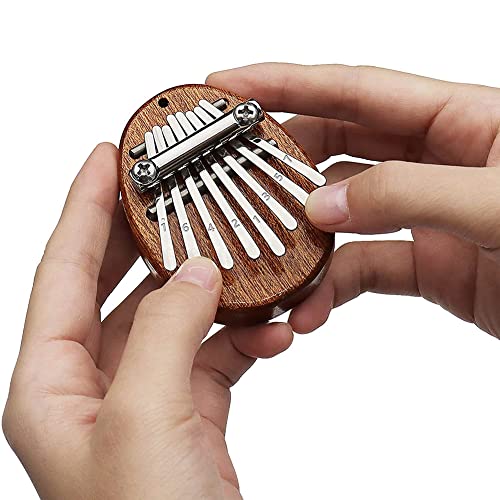 Kalimba Thumb Piano 8 Keys - Mini Finger Piano Marimba with Hammer Lanyard Musical Instruments Solid Wood Mibra Birthday Christmas Gifts for Kids Daughter Son Beginners