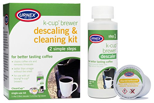 Urnex K-Cup Descaler & Cleaning Kit - Simple 2 Step - Professional K-Cup Coffee Maker Cleaning System Use With Keurig