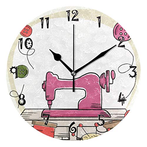 Amazon.com: Dozili Sewing Machine Wooden Round Wall Clock