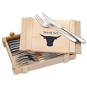 WMF Geschenkidee Steakbestek 12-delig, 6 persoons, Cromargan®, Vaatwasmachinebestendig, Gesmede messen, Kado, Houten…