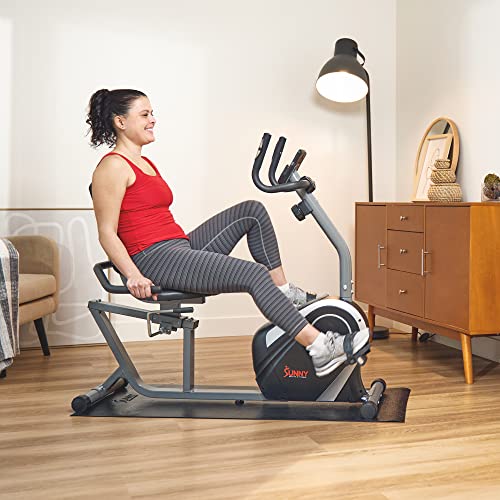 Sunny Health Fitness Magnetic Recumbent Exercise Bike, Pulse Rate  Monitoring, 300 lb Capacity, Digital Monit