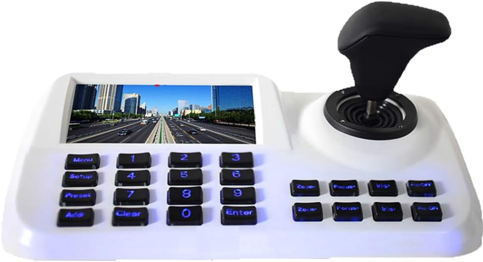 Inesun PTZ Controller Joystick LCD Security (Pan Tilt Zoom) Speed Dome Camera 5 inch 3D HD LCD Display Keyboard Controller, White