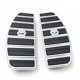 HTT Motorcycle Chrome Skull Zombie Rider Footboard Insert Kit- Traditional D Shape Fits TOURING FLHT FLT FLTR FLHR FLHS SOFTAIL FLSTC FLSTN FLSTF FLSTS