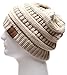 Women's Winter Warm Variety Colors Cable Knit Slouchy Skull Beanie Cap Hat with Hair Tie