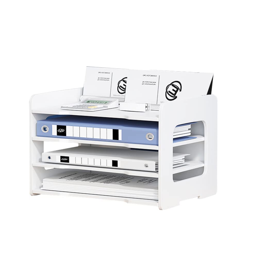 Umllpet Letter Tray, 4-Tier Desk Organiser, Stackable Document Tray, A4 Paper File Storage Organiser, Letter Drawer, Desk Organiser, Document Holder for Home/Office/School