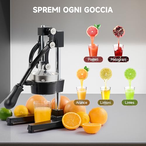CO-Z Professional Manual Citrus Juicer Pomegranate Orange Lemon Squeezer with Steel Lever for Home, Restaurant, Bar (BK Steel)