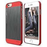 iPhone 6S Case, elago [Outift Matrix][Extreme Red/Dark Gray] - [Premium Hybrid Construction][Brushed Aluminum][Spark Design Award] - for iPhone 6/6S