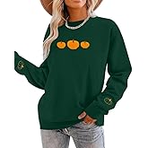JINTING Pumpkin Sweatshirt for Women Crewneck Fall Sweatshirts Autumn Graphic Tee Shirt Halloween Long Sleeve Top