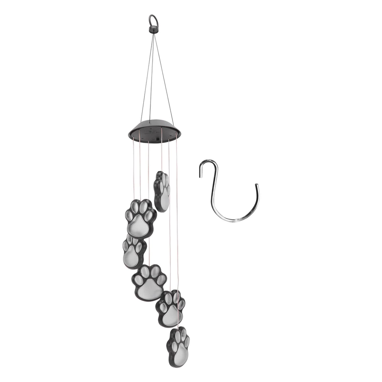 WPKD BLUEIY Solar Wind Chimes,Pawprint Wind Chimes Color Changing LED Lights,Waterproof Hanging Solar WindChimes,for Garden Yard Porch Decor