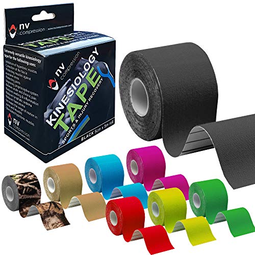 NV Compression Kinesiology Tape | 5m Roll of Elastic Muscle Support Tape for Exercise, Sports & Injury Recovery (Red)