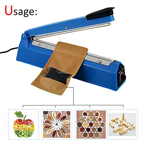 2yDream FS300 12" 300mm Manual impulse heat sealer for plastic films as Cellophane Bag, sealing machine with Extra Heating Element and Teflon Sheet