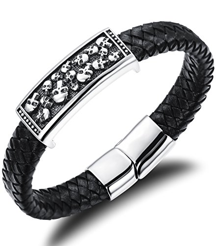 Ostan men s jewelry gothic leather rope braided stainle…