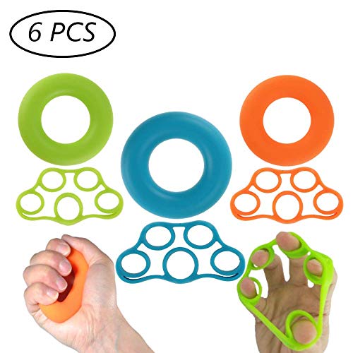 Xzyppci Hand Grip Strengthener, Finger Exerciser,Finger Stretcher Relaxation and Rock Climbing(6PCS)