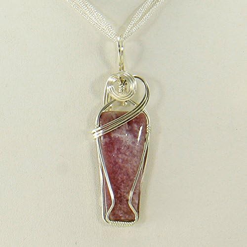 Lepidolite Handmade Statement Necklace, Wire Wrapped Silver Pendant, Lepidolite Gemstone Wire Wrap Artisan Jewelry, Chain Included