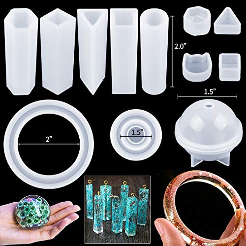 SJ 83 Pieces Resin Casting Molds and Tools Set with A Black Storage Bag, DIY Silicone Resin Molds for DIY Jewelry Craft Making