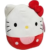 Squishmallows Official Kellytoy Sanrio Squad Squishy Stuffed Plush Toy Animal (Hello Kitty (Red), 7 Inch)