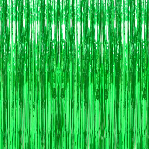 Crosize 3.3 X Green Foil Fringe Curtains