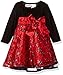 Blueberi Boulevard Baby Girls' Long Sleeve Flocked and Glitter Emb Overlay Dress