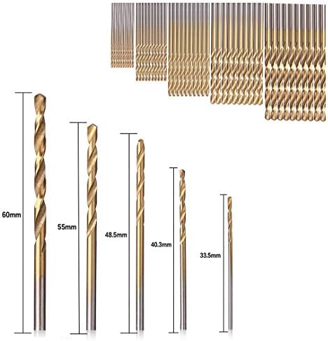 50 Piece/Set Drill Bits, Plating Titanium Coated Metal HSS High Speed Steel Drill Bit Set Tool