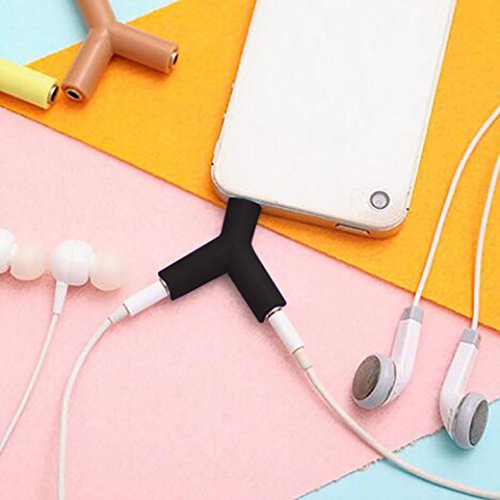 Livoty Audio Splitter Y Jack Male to 2 Female M/F 3.5mm Stereo Earphone (Black)