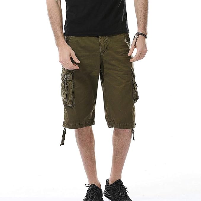 3 4 Pants Men Men's Pure Color Summer Men Simple Estilo Outdoor Bags Beach Working Cargo Pants