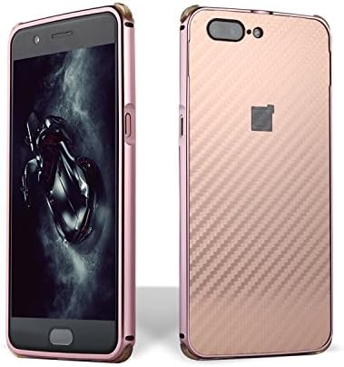Hi5Gadget ZLDECO Stylish Edge Shockproof Metal Frame + Carbon Fiber Back Bumper Cover with 1 Tempered Glass Screen protector Protective for OnePlus 5 A5000 (2017) (Rose)