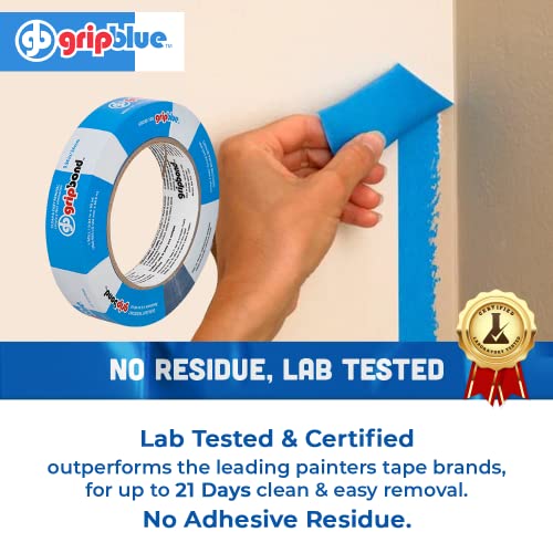 GripBlue Blue Painters Tape 1 inch Wide, Masking Tape Blue .94in x