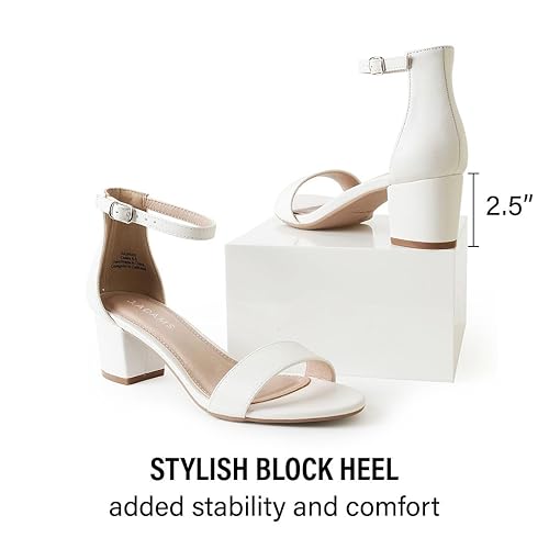 Adams Daisy Heeled Sandals Ankle Strap Low Block, Open Toe Dress  Pumps, Chunky Heels Dressy Shoes for W