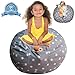 Extra Large Stuffed Animal Storage Bean Bag Cover | Europe Made & Lab Tested Fabric | The Ultimate Storage Solution to Clean Up & Organize Kid's Room | Free E-Book (Unisex Grey)