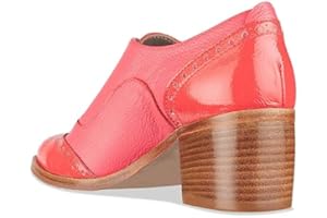 FOWT Women's Perforated Lace-Up Oxfords Almond Toe Mid Chunky Heel Brogues Casual Unisex Derby Saddle Shoes for Office Vacation Business US Size 4-16