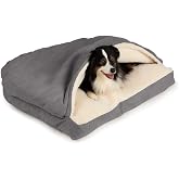 Snoozer Rectangle Cozy Cave Dog Bed, Hooded Dog Bed, Heather Gray (S) | For small sized pets, Removable washable cover, Calming burrow dog bed with blanket, Great for Snugglers, USA family company