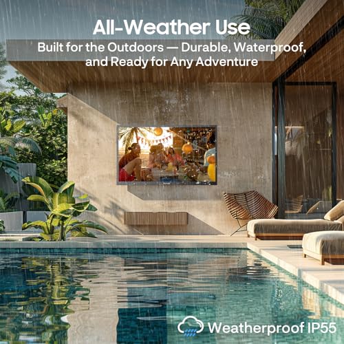 SYLVOX 32" Outdoor TV, 1080P FHD Smart TV, 1500 Nits Full Sun Readable, IP55 Waterproof Television for Balcony Terrace Yard, Built-in Google Cast, Voice Remote & Dual Speakers (2025, Pool SE)