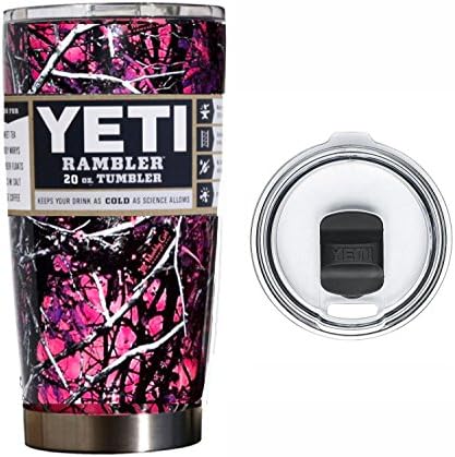 New YETI Coolers 20 Ounce (20oz) (20 oz) Custom Color Powder Coated or Hydro Dipped Rambler Tumbler Travel Cup Mug with New Magslider Spill Proof Lid (Dipped Muddy Girl Camouflage)