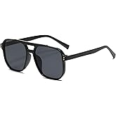 PORADAY Retro Aviator Sunglasses for Women Men Trendy Classic 70s Square Frame Sun Glasses Vintage Aviators Shades