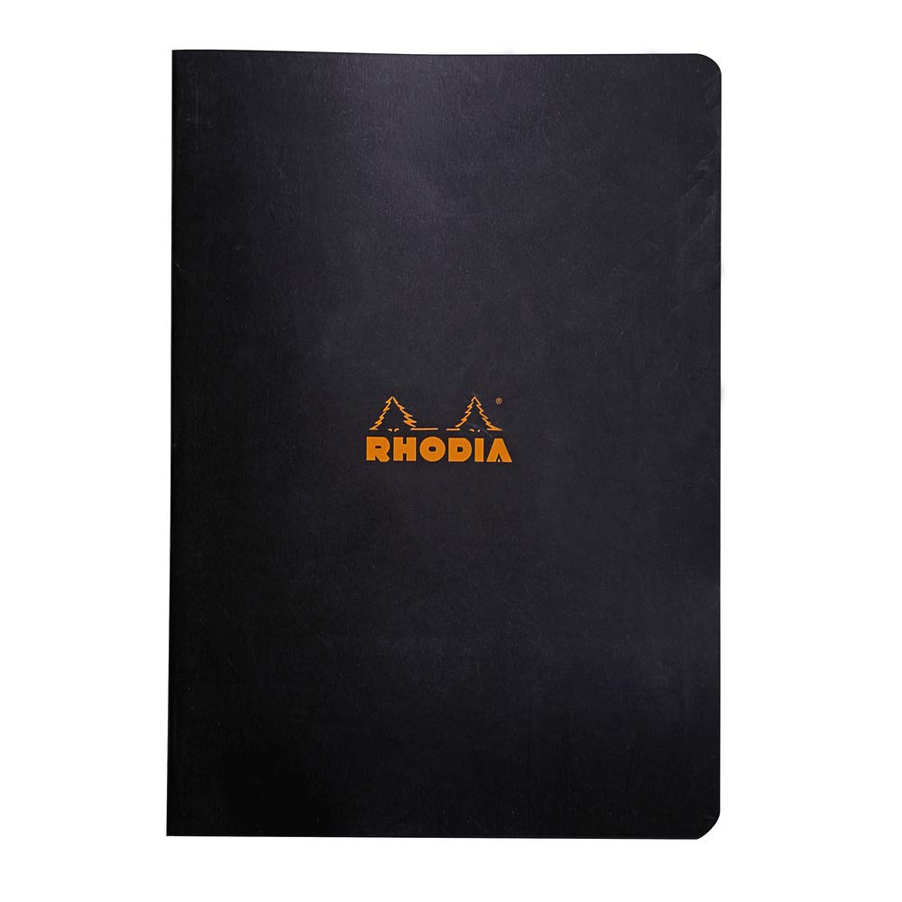 RHODIA 119163C - Black Piqué Notebook - A4 - Small Squares - 96 pages - White Clairefontaine Paper 80 g/m - Soft, resistant and waterproof coated card cover - Classic