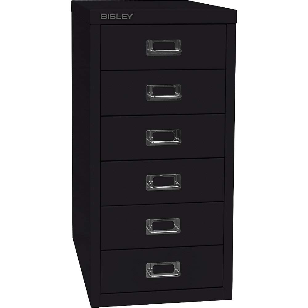 BISLEY MultiDrawer, 29 Series, A4, 6 Drawers, Metal, 633 Black, 38 x 27.9 x 59 cm