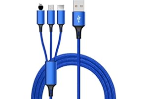 Multi Charging Cable 4ft 3 in 1 Charger Cord, Multiple Rapid Nylon Braided Cable