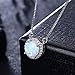 Wemeet Round Opal Necklace for Women, 18K White Gold Plated Cubic Zircon Diamond Halo Choker Necklace