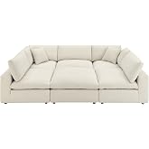 Modway Commix 6-Piece Modern Fabric Overstuffed Sectional Sofa in Light Beige