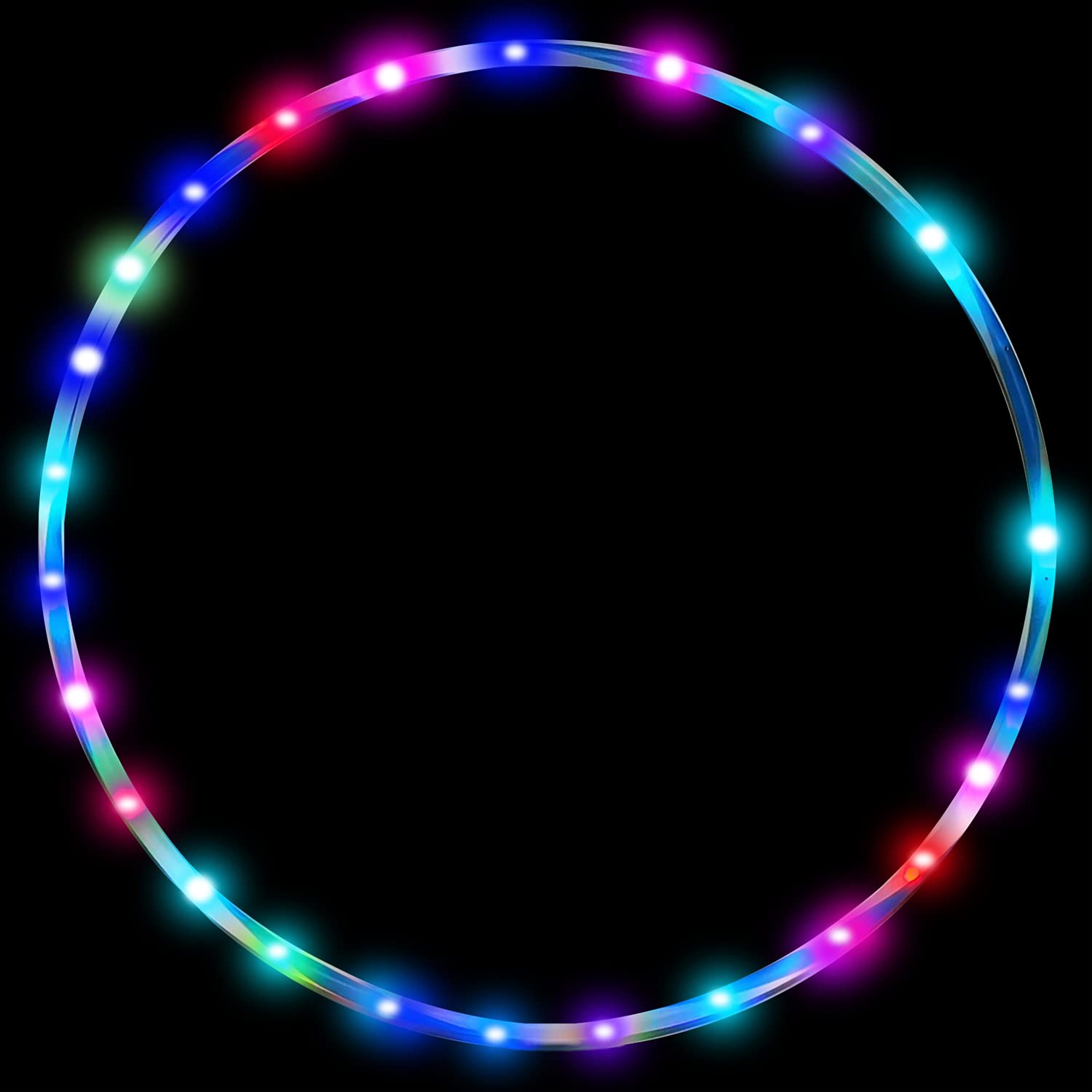Photo 1 of LED Light-Up Dance Hoop for Kids - 60cm/24in Fitness Equipment Featuring Auto Color Change & Strobe Lighting Effects (2 AA Batteries Needed, Not Included)