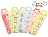 Aimeio 240 Sheets Cute Cartoon Stickers Page Markers Memo Flags Index Tab Sticky Notes,40 Sheets/Pad,6 Pads/Pack,Assorted Colors