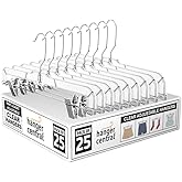 Hanger Central Premium 14 Inch Clear Pants Hangers with Adjustable Clips - 25 Pack Space-Saving Skirt Hangers - Non-Slip Heavy Duty Plastic Closet Organizers with 360° Swivel Hook