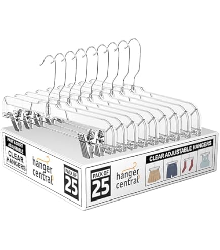 20 Perchas De Plástico Transparente Con Clips - 14 Pulgadas, Antideslizantes, Gancho Giratorio