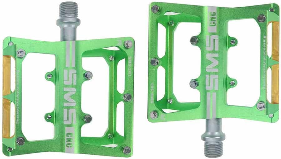 SHIBIKE Bike Pedals Aluminum Alloy Pedal 3 Bearing Pedal 9/16 Pedal For MTB Road Folding Fixie Bike (Color : Green)