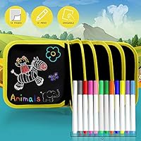 AriTan Portable Erasable Drawing Pad Toys for Kids (Bear), Magna Double-Sided Reuse PP Writing Board, 12 Colored erasable pens, 8×8 inches 14Page