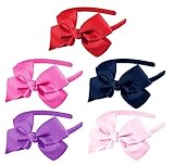 HipGirl Boutique Girls Women Interchangable Hair Bow and Headband Set (10pc Solid 4.5
