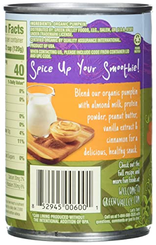 GREEN VALLEY ORGANIC PUMPKIN, 15 OZ