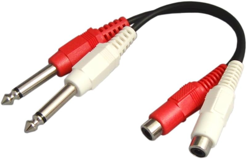 Amazon オーディオ変換ケーブル 赤.白 RCA ピンジャック(メス)×26.3mm モノラル標準プラグ(赤.白) (オス)×2