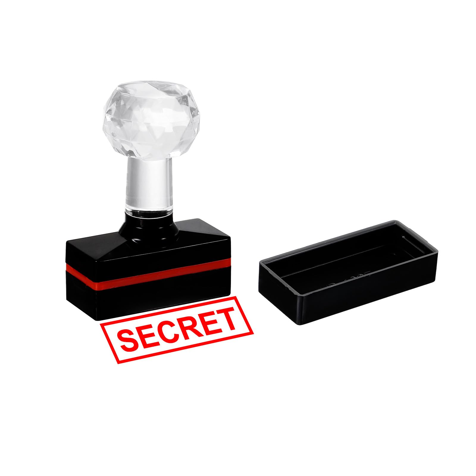 PATIKIL Secret Stamp Self Inking, Red Ink Office Stamps Pre Inked Message Stamp Refillable Business Stamp, Black