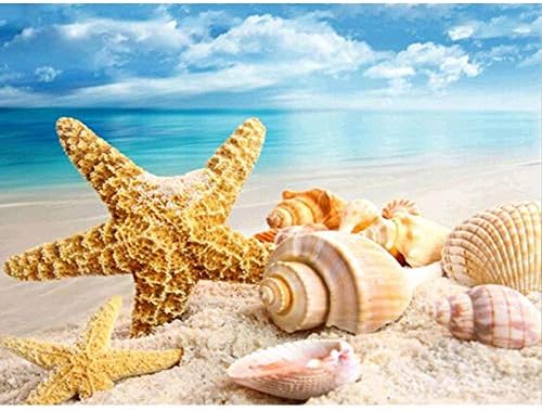 Cross Stitch - DIY Diamond Painting Cross Stitch"sea Shell Starfish Scenery" Home Decor Full Rhinestone Mosaic 5D Diamond Embroidery